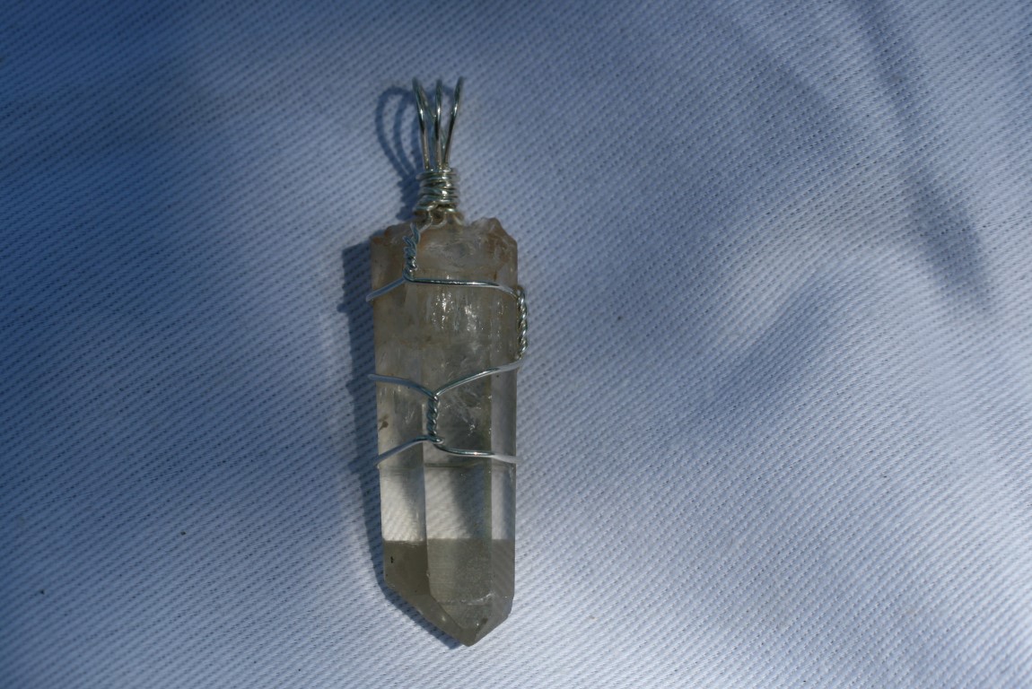 Kundalini Quartz Pendant Sterling Silver Wrapped success and will power 5000